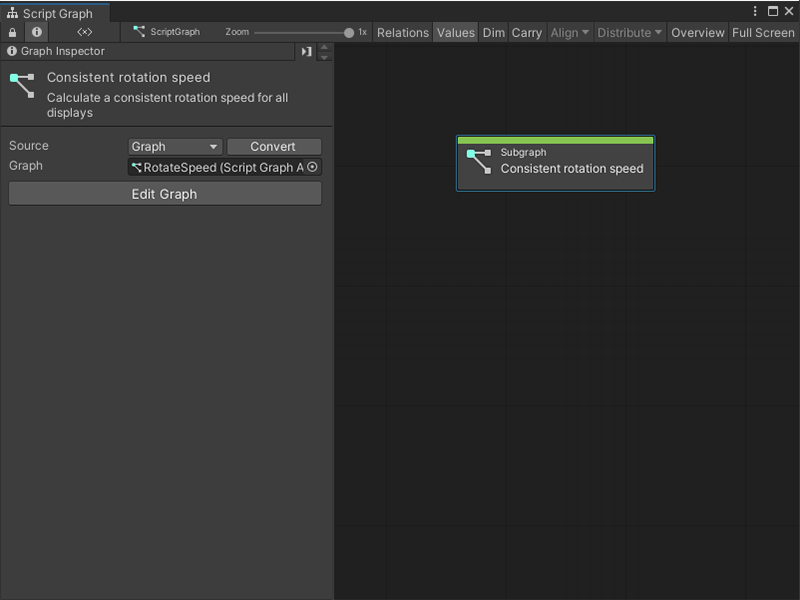 An image of a graph open in the Graph Inspector, with a Subgraph node selected
