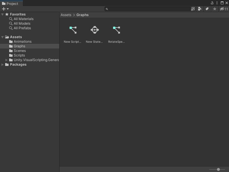 An image of the Editor's Project window, showing graph files that can be opened to edit.